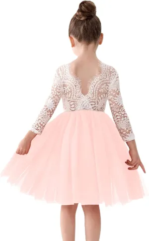 2Bunnies Girl Peony Lace Back A-Line Straight Tutu Tulle Party Flower Girl Dress