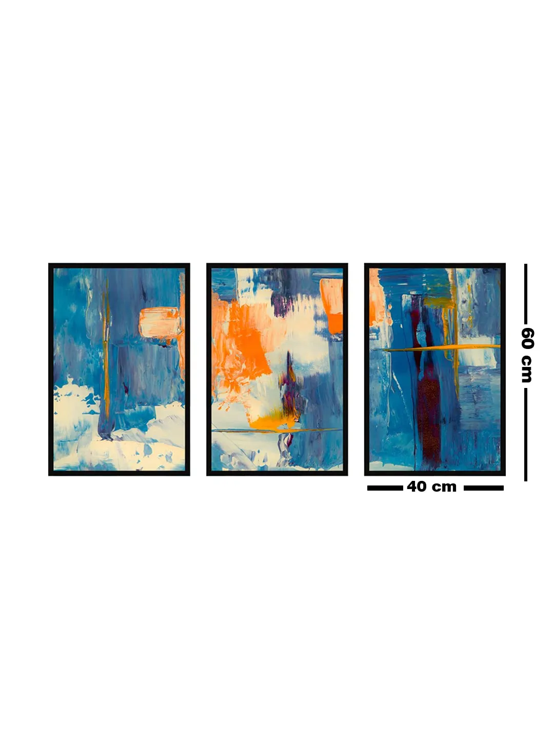 999STORE Fiber Frame wall abstract paintings for living room home room décor framed stylish modern Wall Frames Art hanging (Set of 3 Paper Print 24X48 Inches Black) BS3Frames030