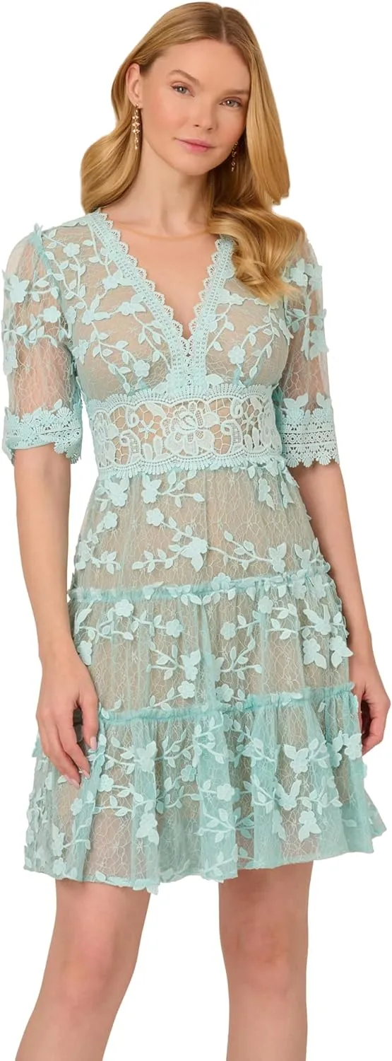Adrianna Papell Women's Lace Embroidery Dress