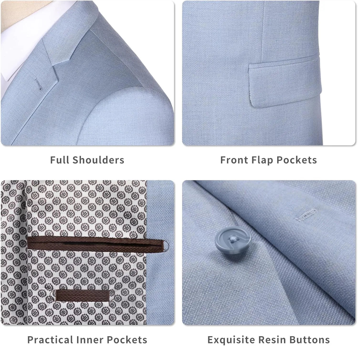 AMY ZHU Men's Sport Coat Classic Fit 2 Button Stretch Blazer Suit Jacket