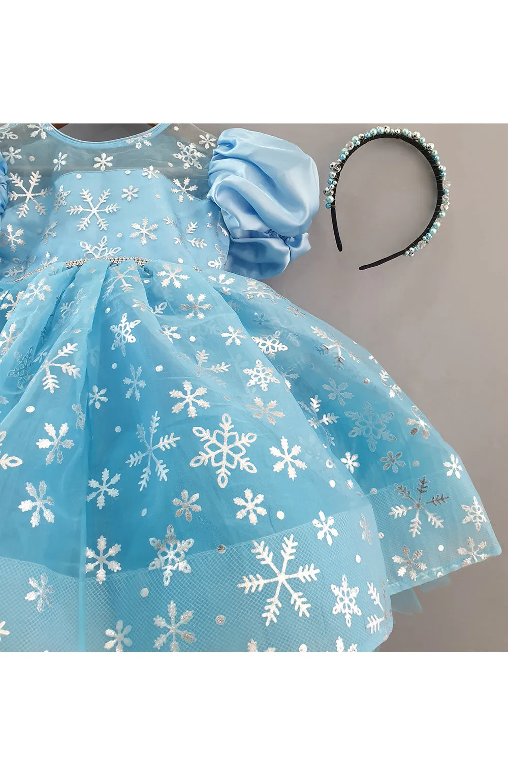 Aqua Blue Embroidered Organza Dress