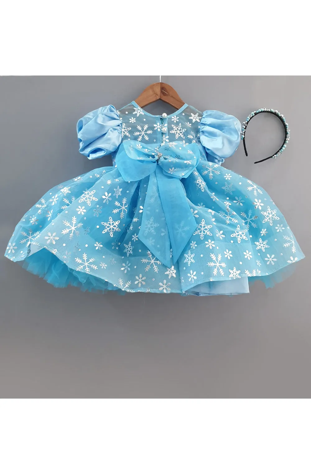 Aqua Blue Embroidered Organza Dress