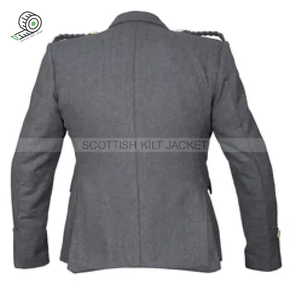 Argyll Wool Blazer in Grey with Vest with Five Buttons