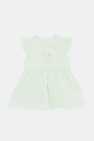 Baby Girls Mint Embroidered Dress
