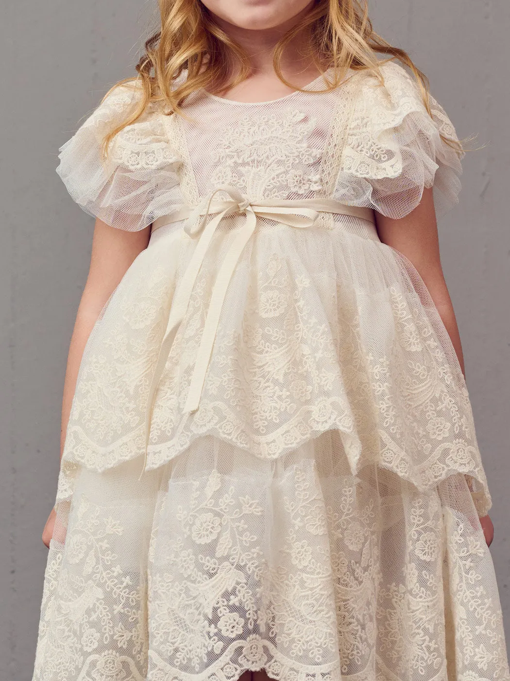 Baptism Asymmetric dress with lace - ZORZET