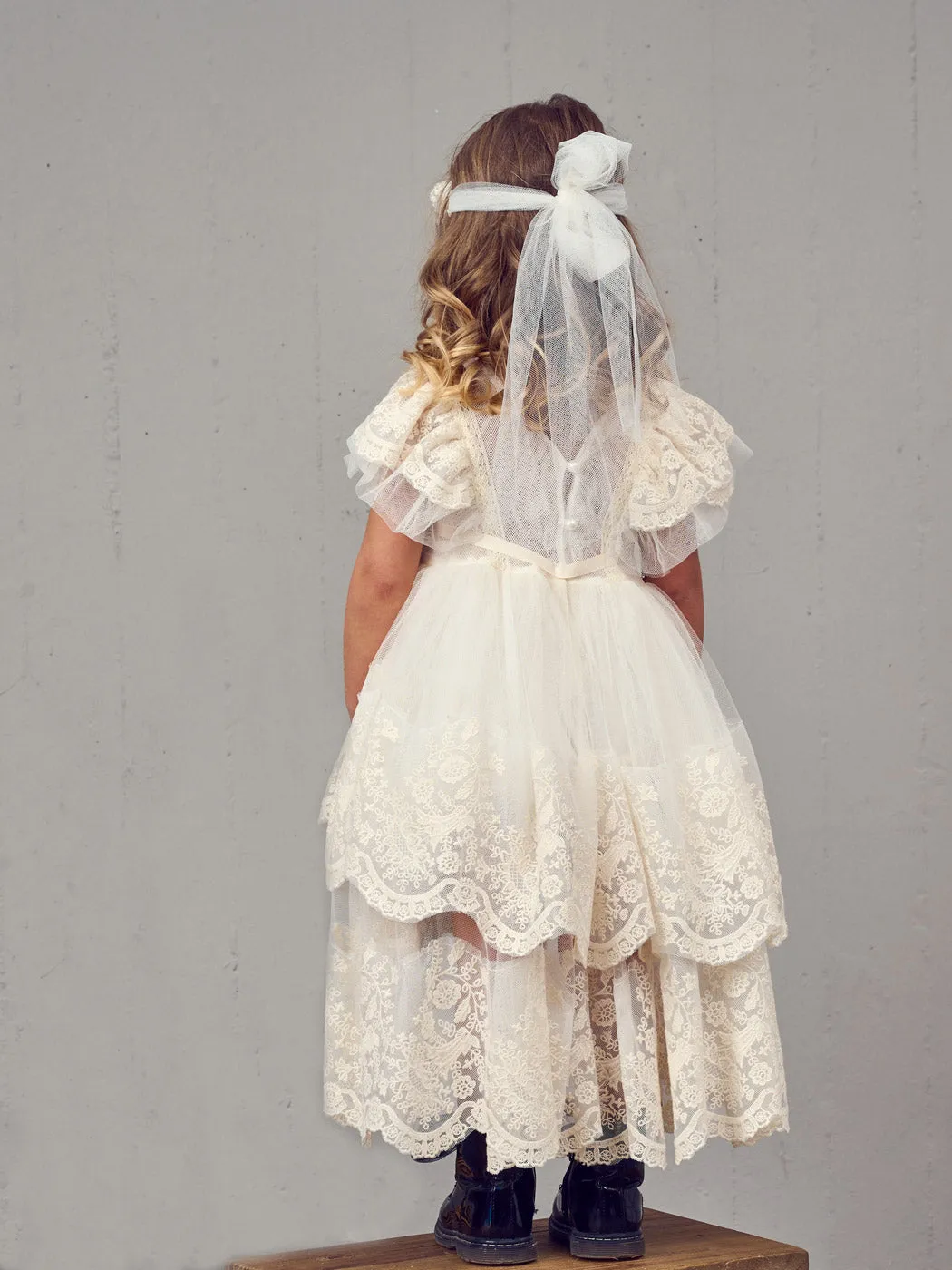 Baptism Asymmetric dress with lace - ZORZET