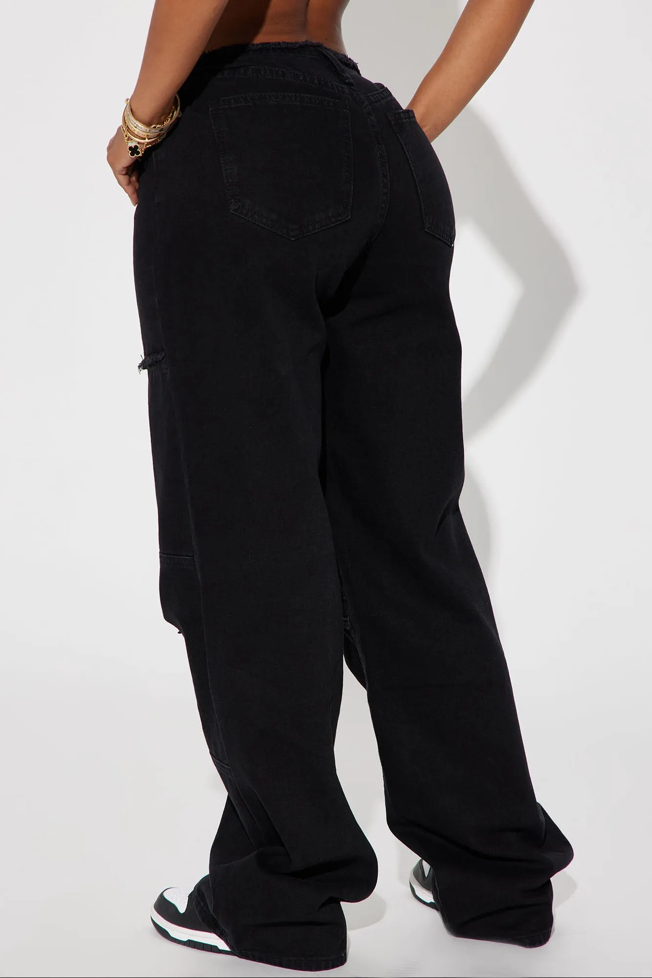 Be Real Non Stretch Cut Off Waistband Straight Leg Jean - Black Wash
