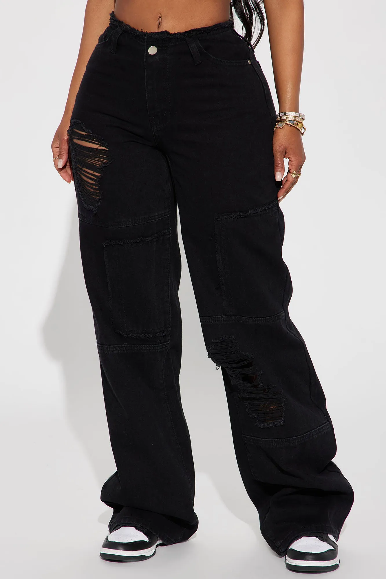 Be Real Non Stretch Cut Off Waistband Straight Leg Jean - Black Wash