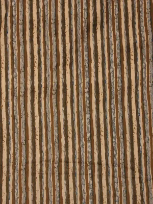Beige Brown Black Hand Block Printed Cotton Fabric Per Meter - F001F2014