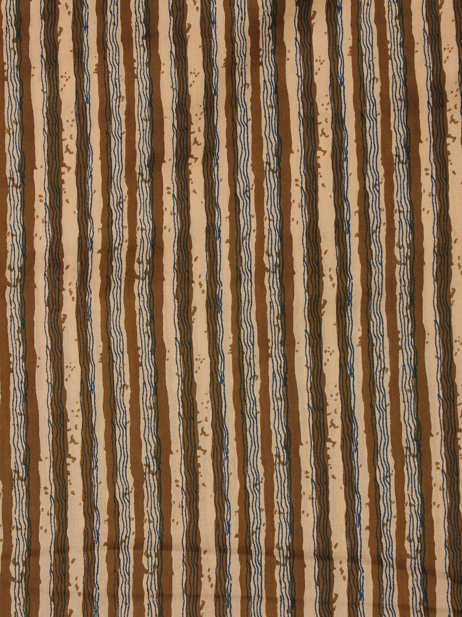 Beige Brown Black Hand Block Printed Cotton Fabric Per Meter - F001F2014