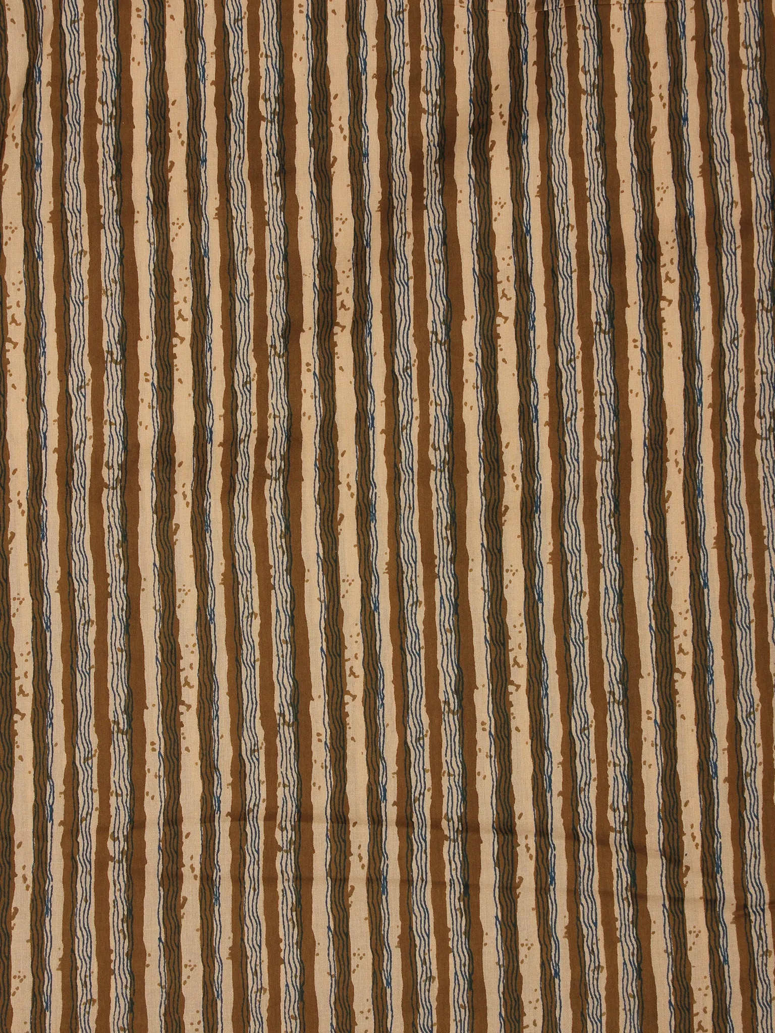 Beige Brown Black Hand Block Printed Cotton Fabric Per Meter - F001F2014