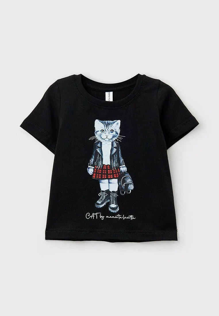 Black Printed T-shirt KITTY