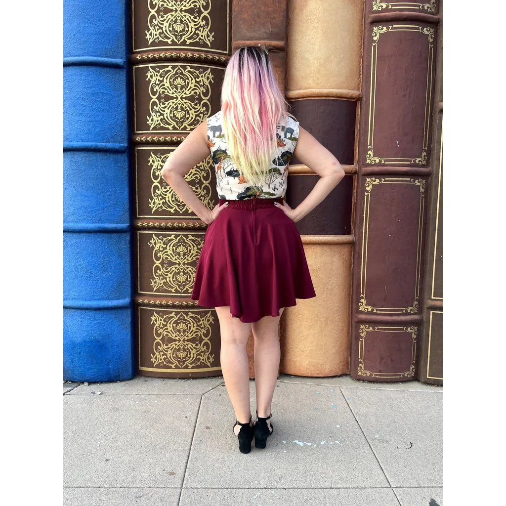 Burgundy Skater Skirt