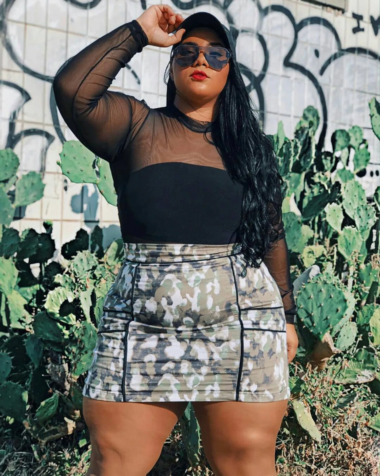 Camo Plus Size Mini Skirt