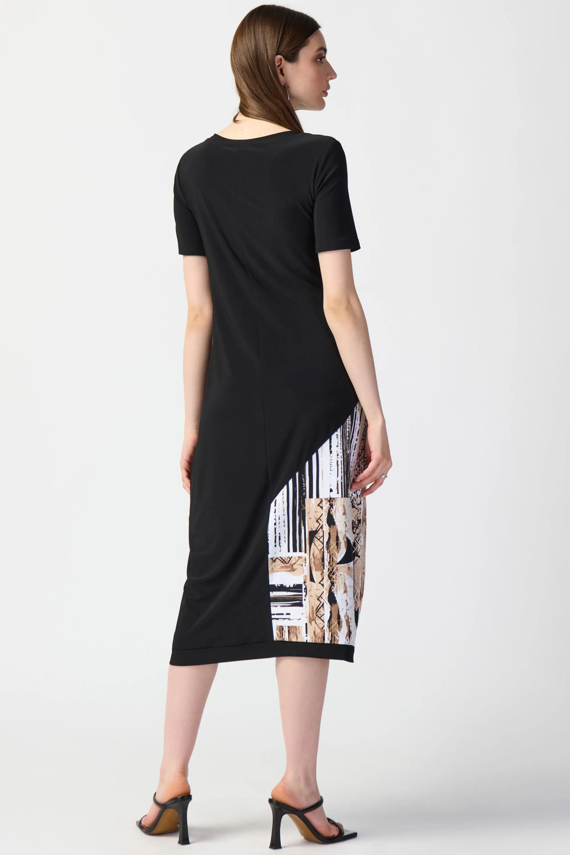 COCOON DRESS WITH PATCHWORK PRINT