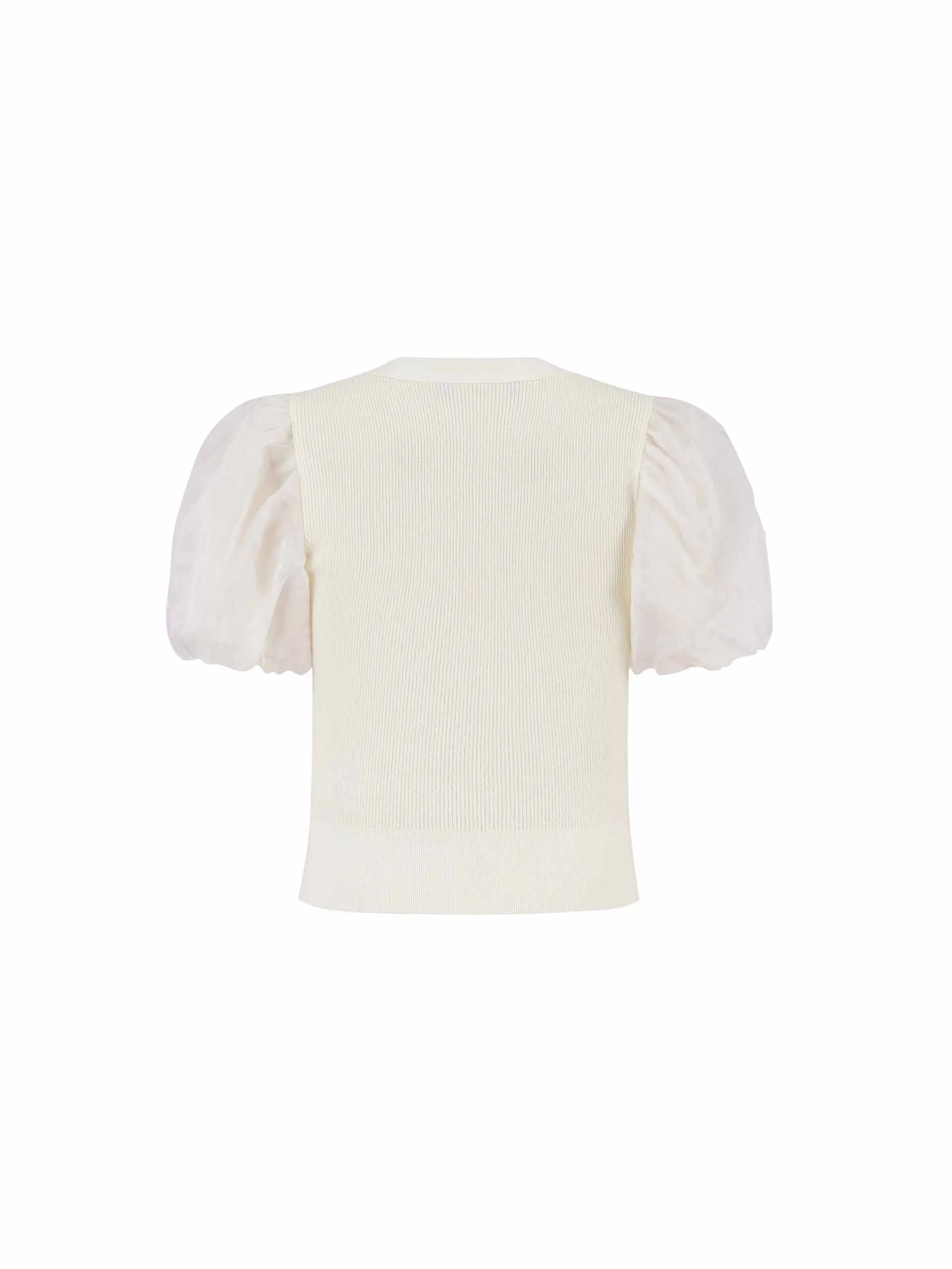Cotton Blend Crop Knitted Cardigan