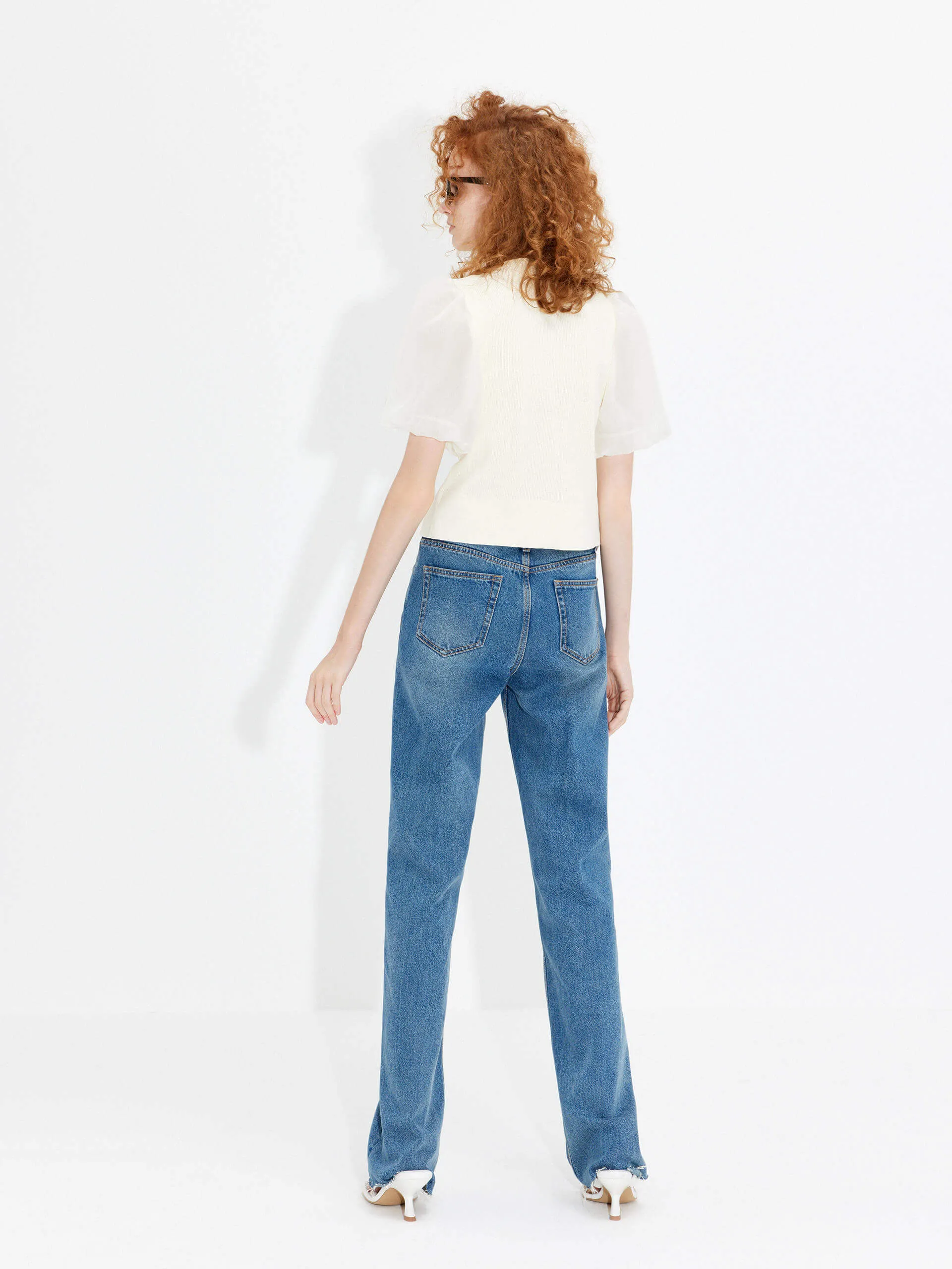 Cotton Blend Crop Knitted Cardigan