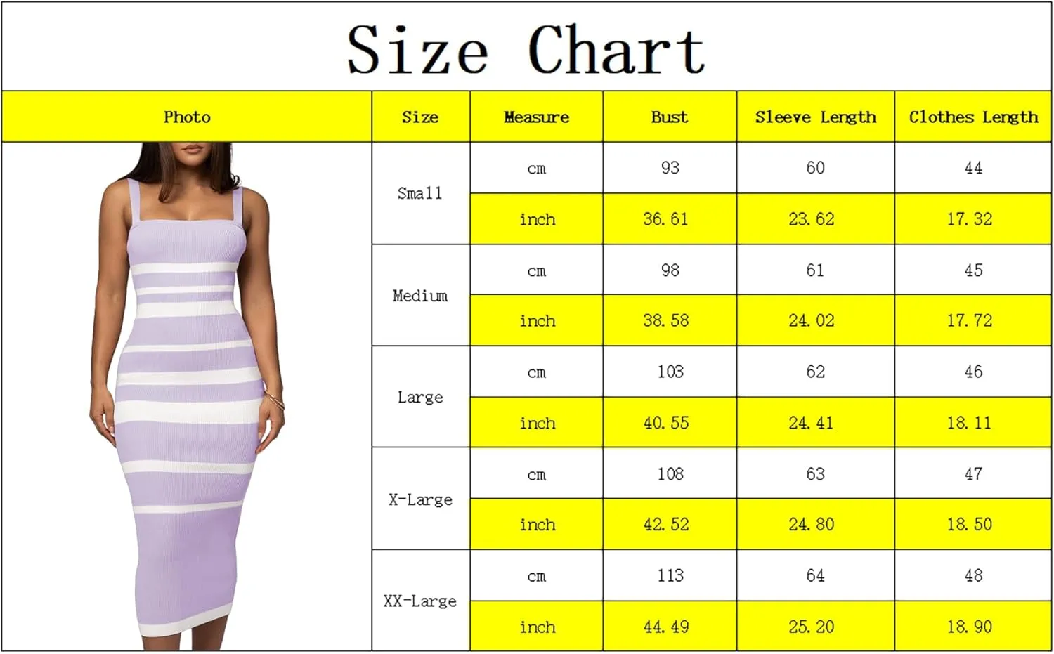 CutieLove Women's Casual Sleeveless Striped Bodycon Midi Dress Square Neck Ribbed Knit Dresses