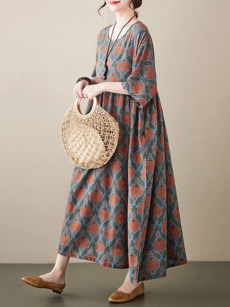 Daily Ritual Women's Round Neck Smock Dress