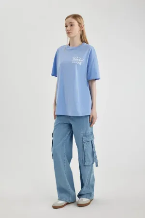 Defacto Women's Blue Cool Rugrats Oversize Fit T-Shirt