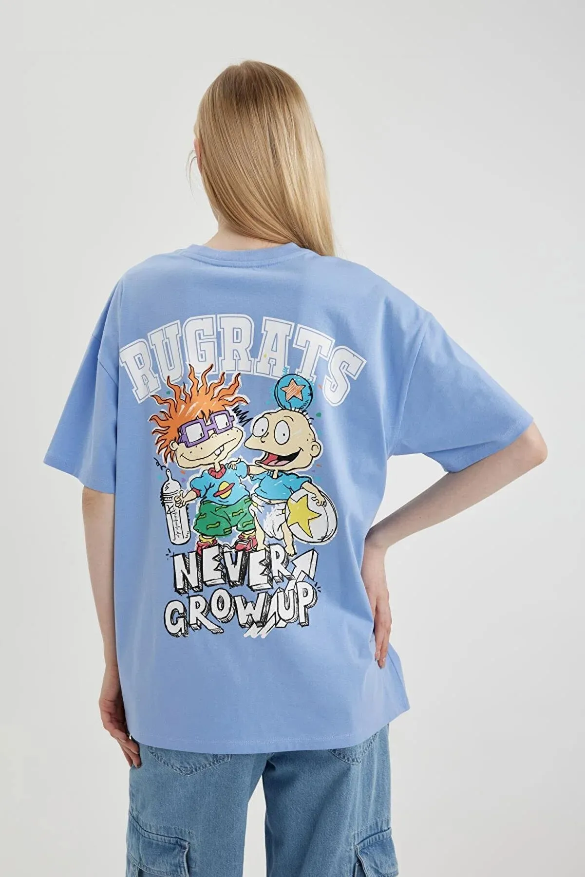 Defacto Women's Blue Cool Rugrats Oversize Fit T-Shirt