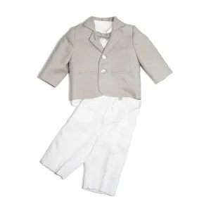 Due Firme - Baby Boy Taupe Linen Christening Suit