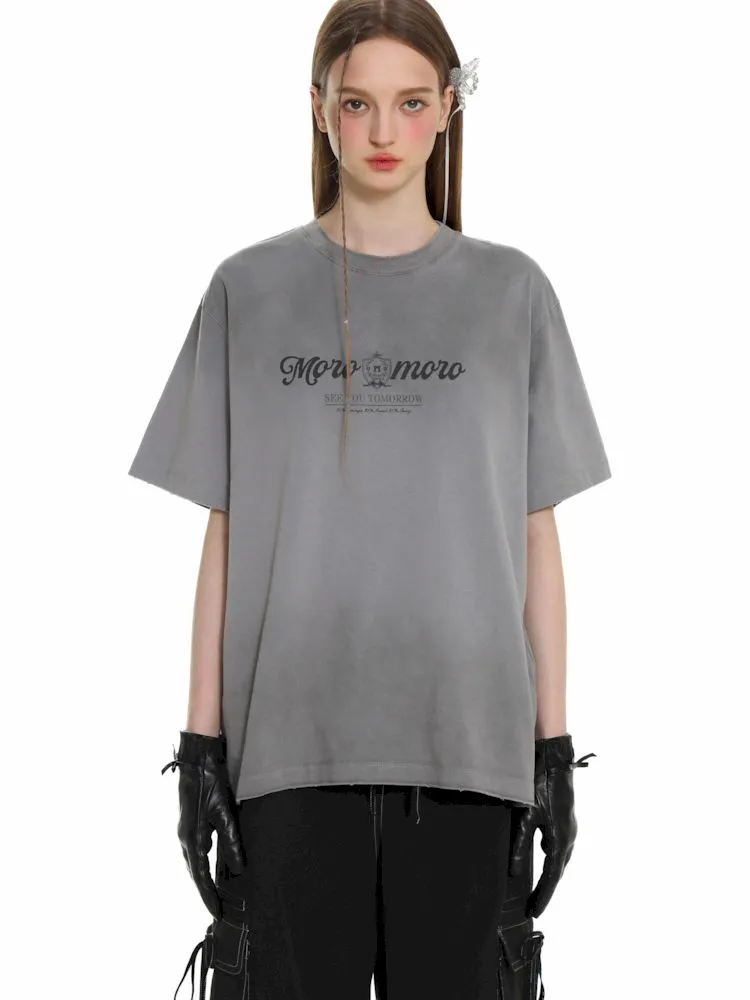 Emblem Printed Loose Short Sleeve T-Shirt【s0000008626】