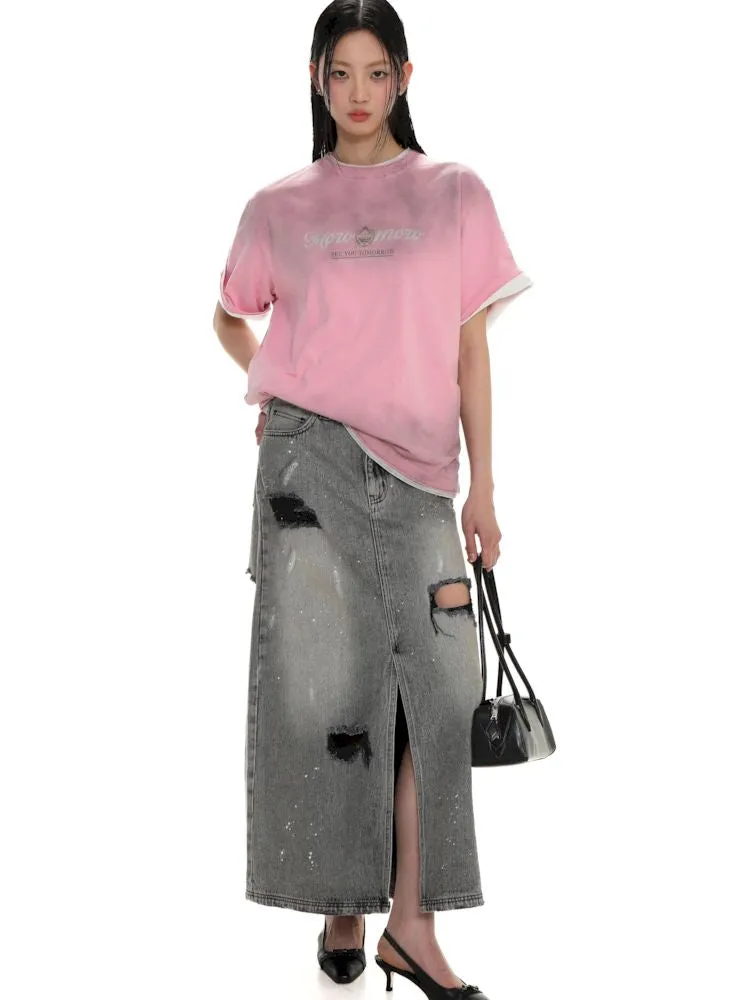 Emblem Printed Loose Short Sleeve T-Shirt【s0000008626】