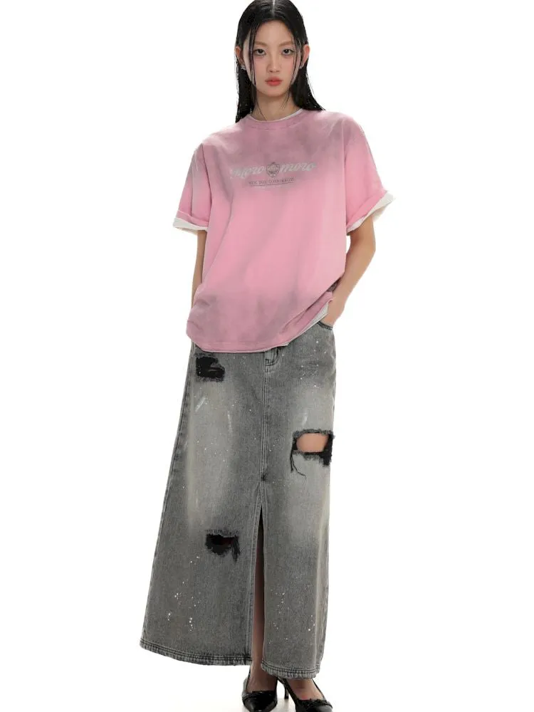 Emblem Printed Loose Short Sleeve T-Shirt【s0000008626】