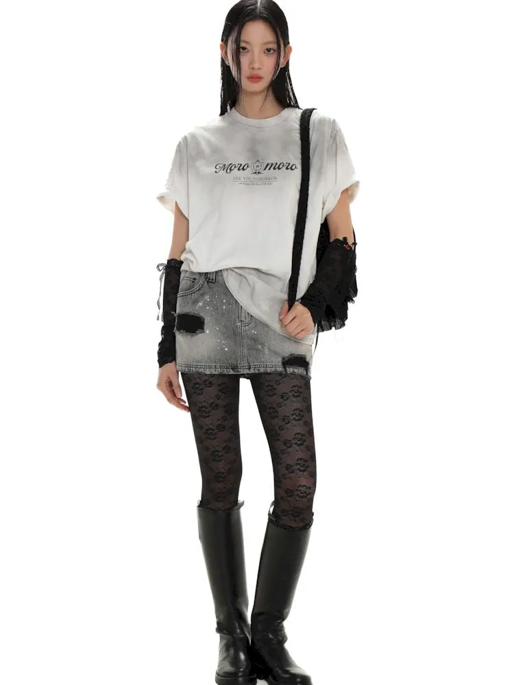 Emblem Printed Loose Short Sleeve T-Shirt【s0000008626】