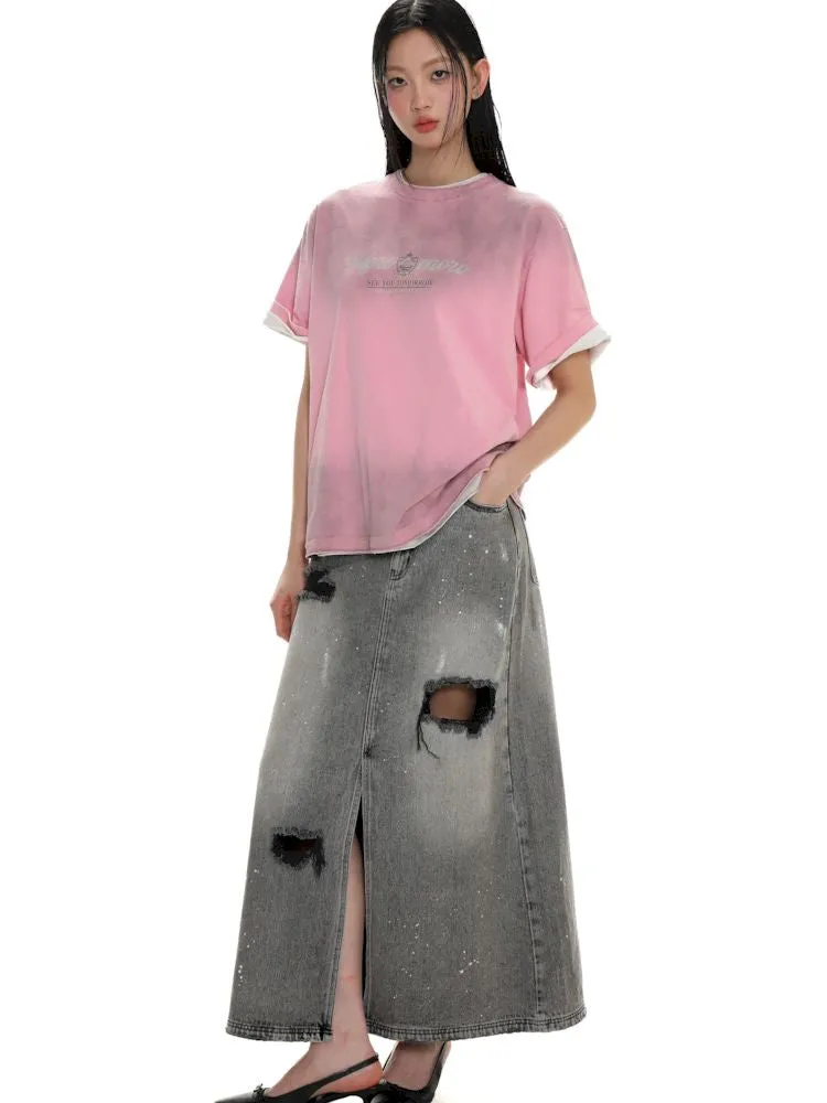 Emblem Printed Loose Short Sleeve T-Shirt【s0000008626】