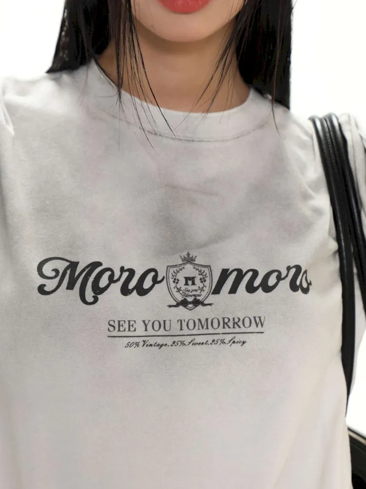 Emblem Printed Loose Short Sleeve T-Shirt【s0000008626】
