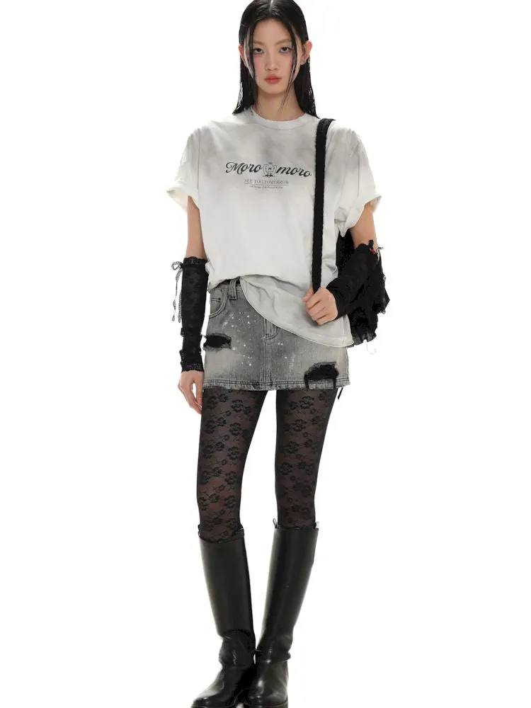Emblem Printed Loose Short Sleeve T-Shirt【s0000008626】