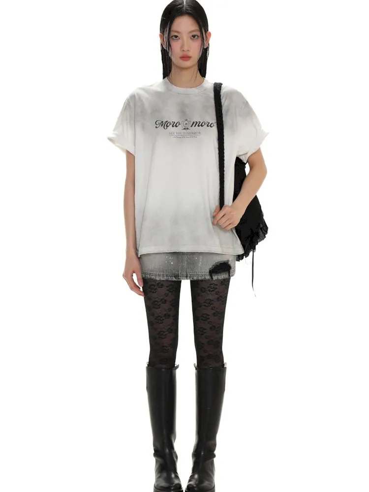 Emblem Printed Loose Short Sleeve T-Shirt【s0000008626】