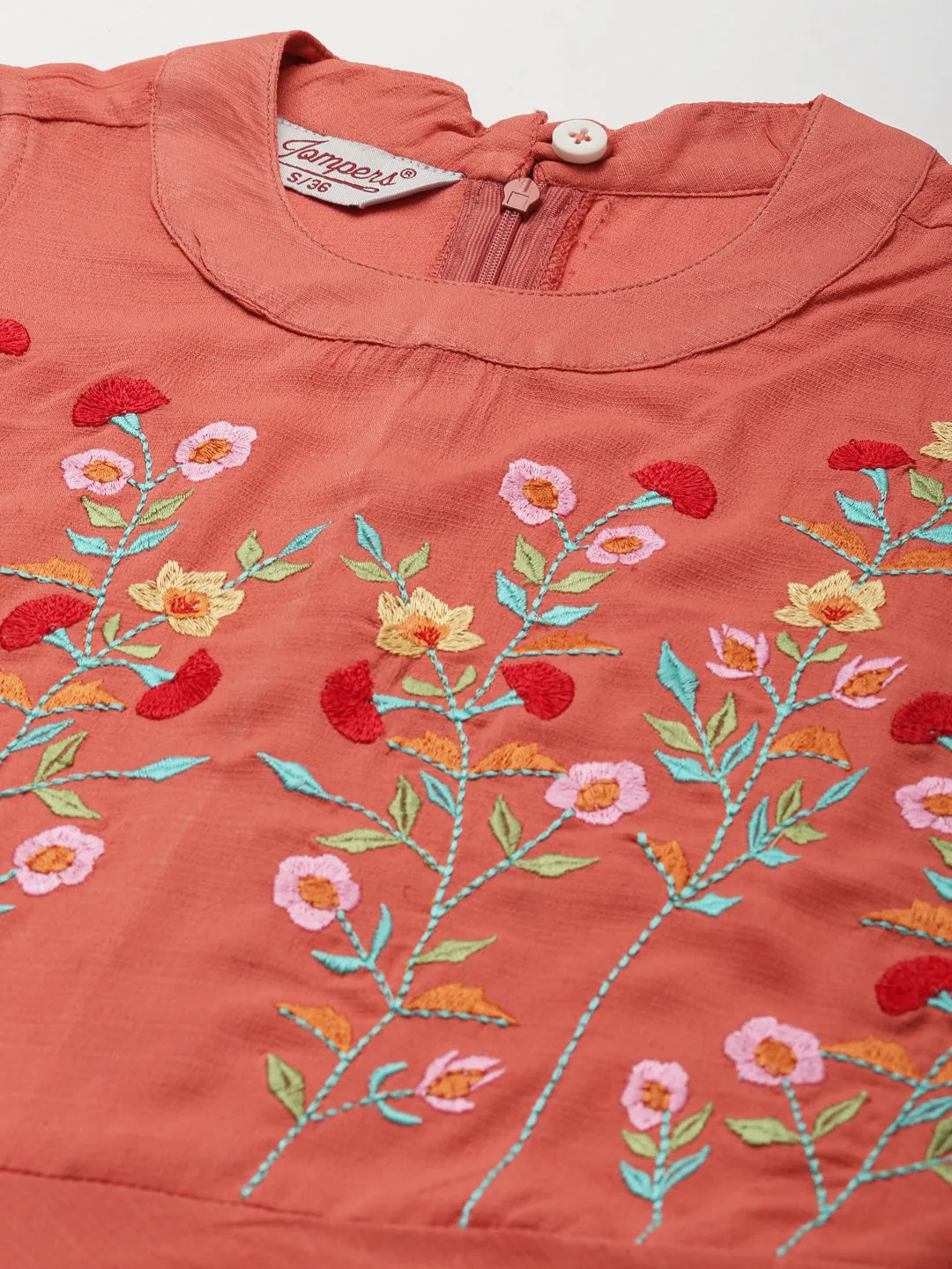 Embroidered A-Line Midi Women Dress