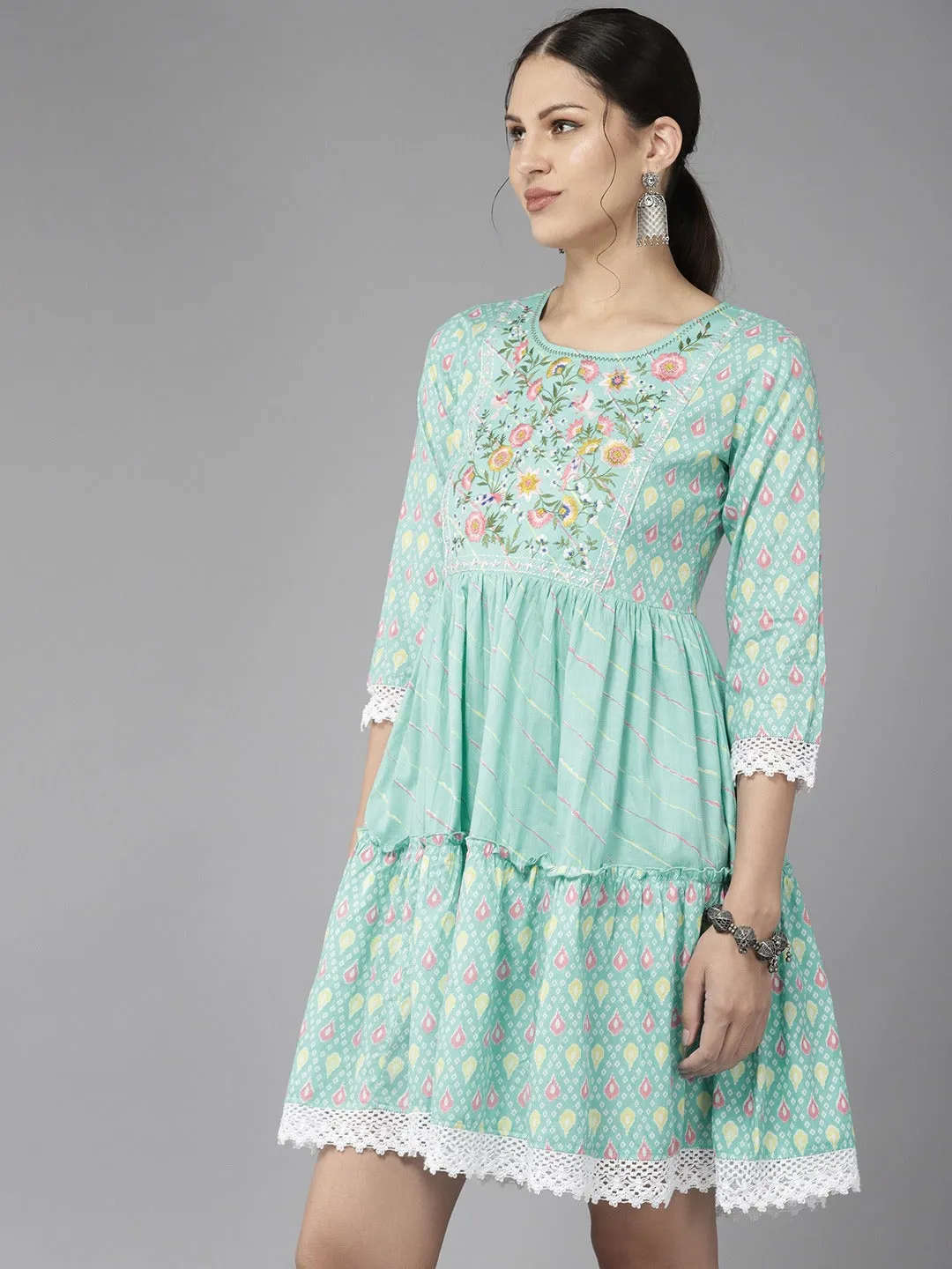 Embroidered Cotton A-Dress