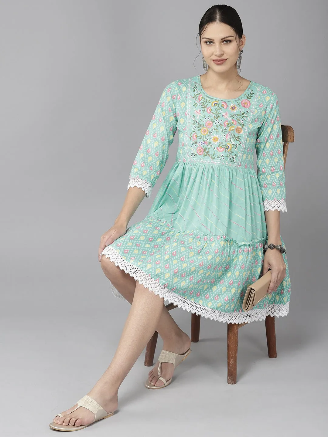 Embroidered Cotton A-Dress