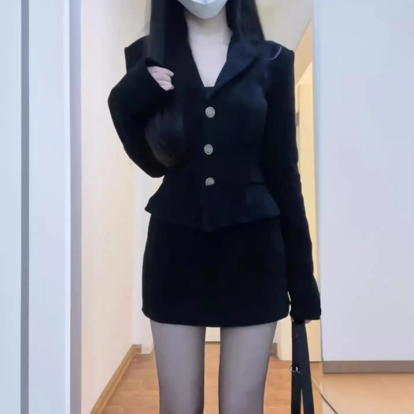 Fashionkova tailgate outfit black women Hepburn Style This Year Popular Beautiful Suit Skirt Black Suit Dress Female 2024 Early Spring