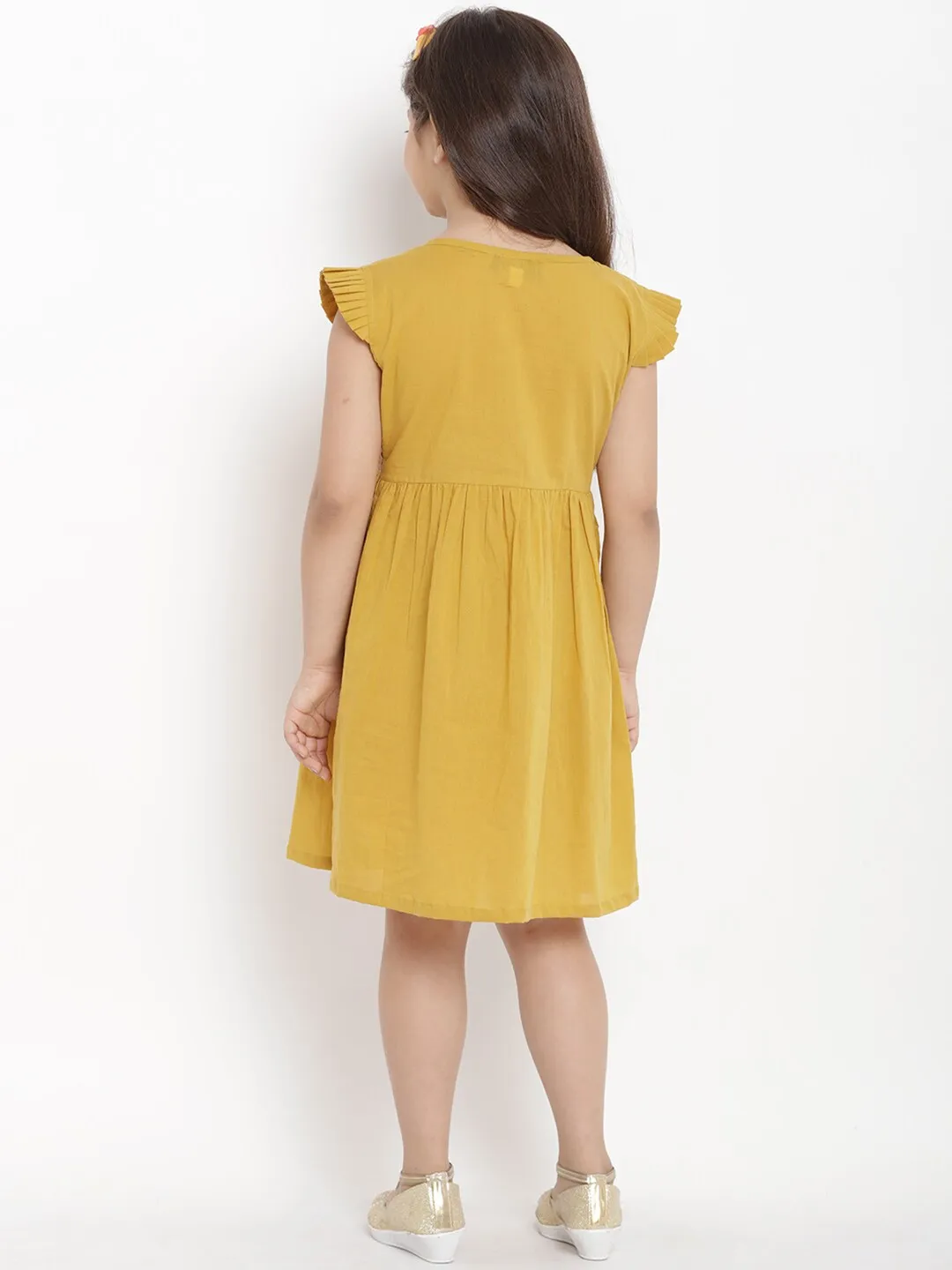 Girl's Mustard Empire Dress - Bitiya By Bhama