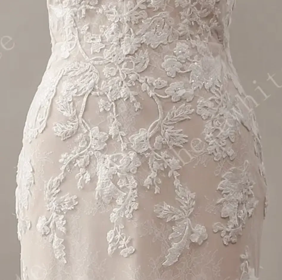 Glitter Tulle A-Line Wedding Dress with Detachable Train