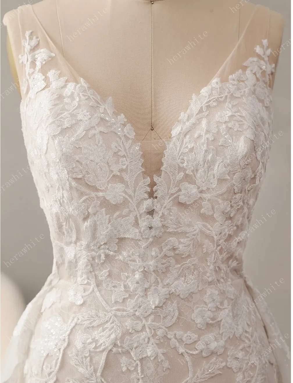 Glitter Tulle A-Line Wedding Dress with Detachable Train