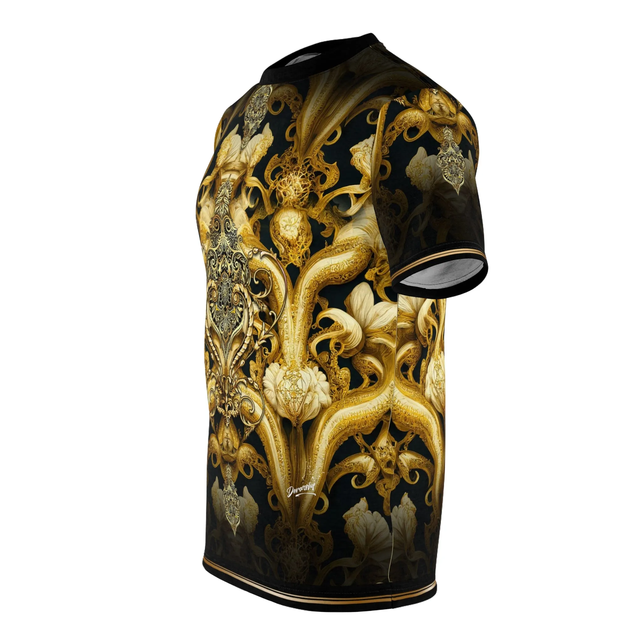 Golden Decadence T-Shirt Unisex Tee All Over Print T-Shirt Decorative Gold Tee | D20123
