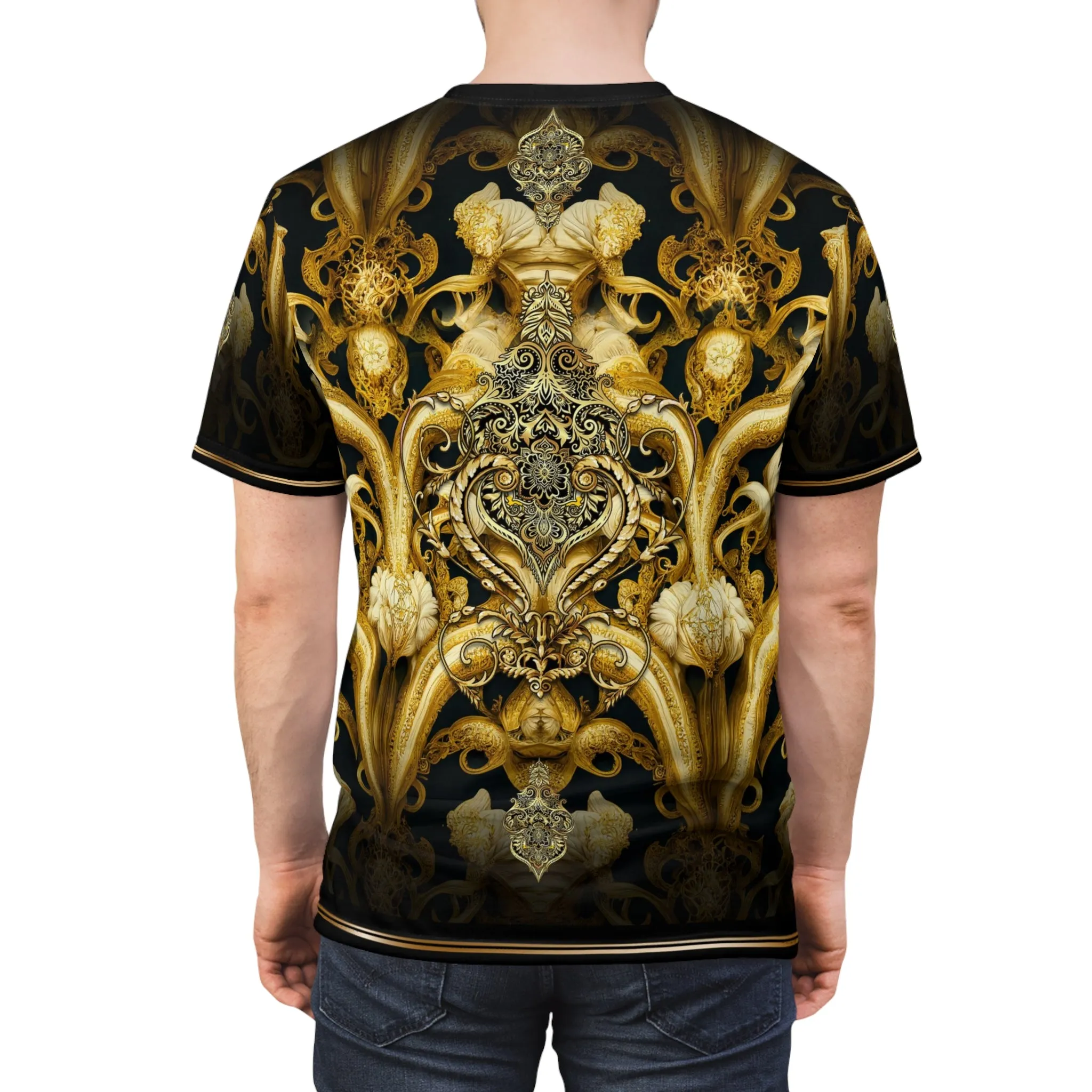 Golden Decadence T-Shirt Unisex Tee All Over Print T-Shirt Decorative Gold Tee | D20123
