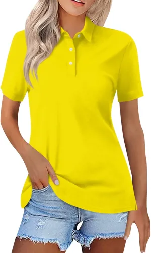 Golf Polo Shirts for Women 2025 Summer Quick Dry Short Sleeve Button Down Shirt Dressy Casual Lightweight Work Tops