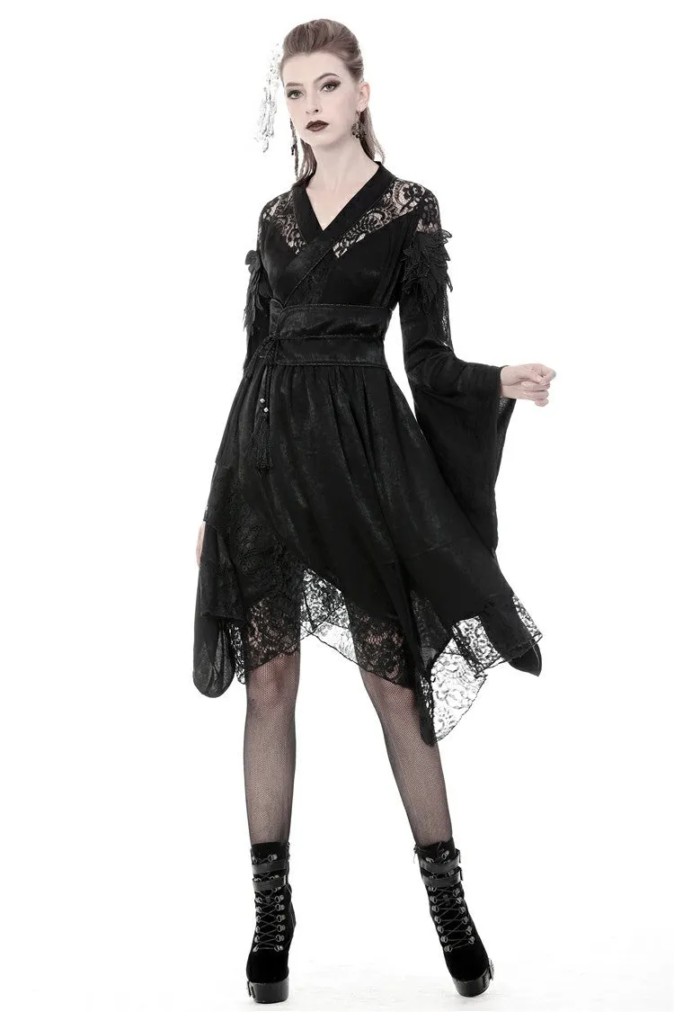 Gothic lace hollow shoulders kimono dress DW380