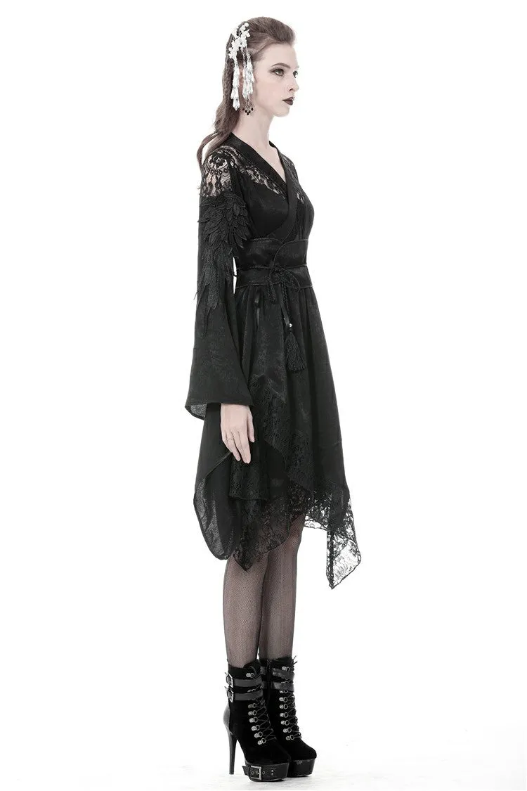 Gothic lace hollow shoulders kimono dress DW380