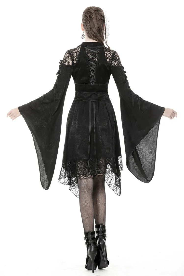 Gothic lace hollow shoulders kimono dress DW380