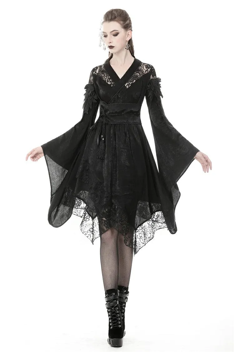 Gothic lace hollow shoulders kimono dress DW380