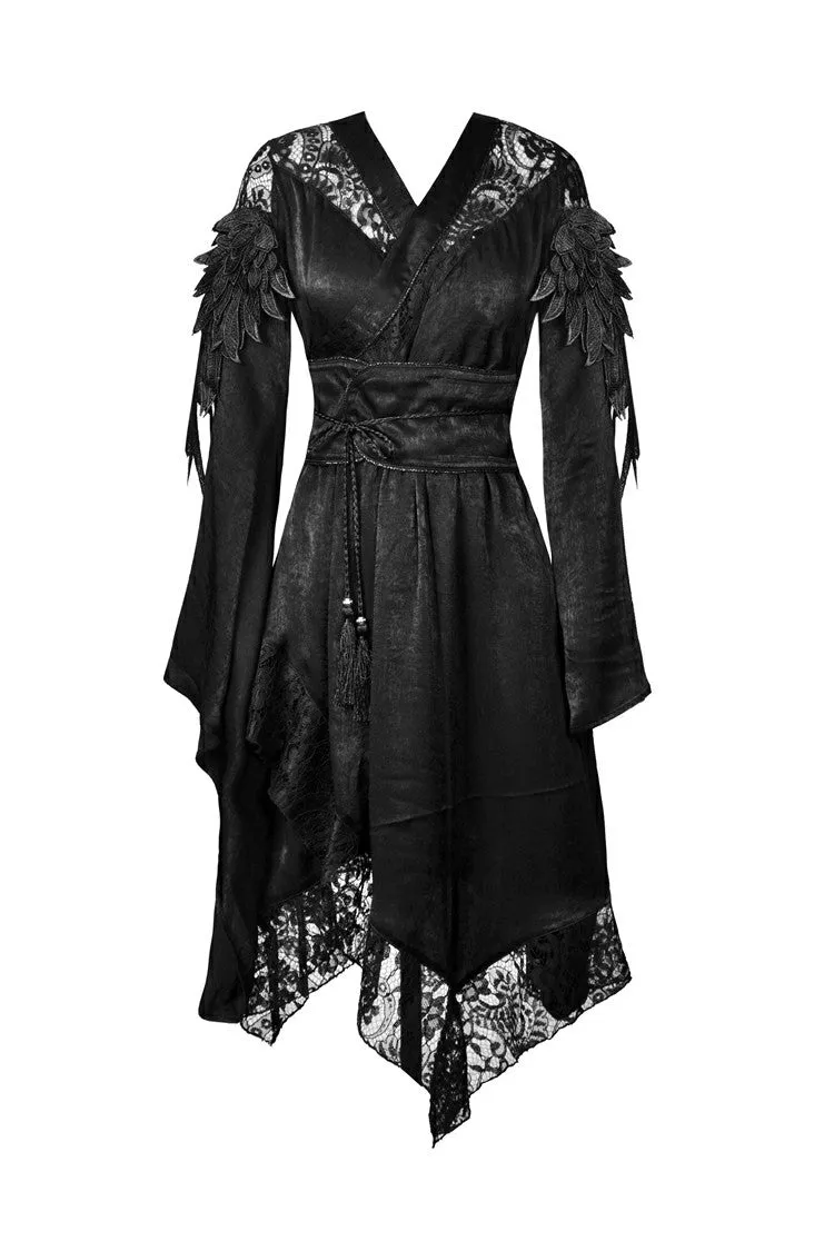 Gothic lace hollow shoulders kimono dress DW380