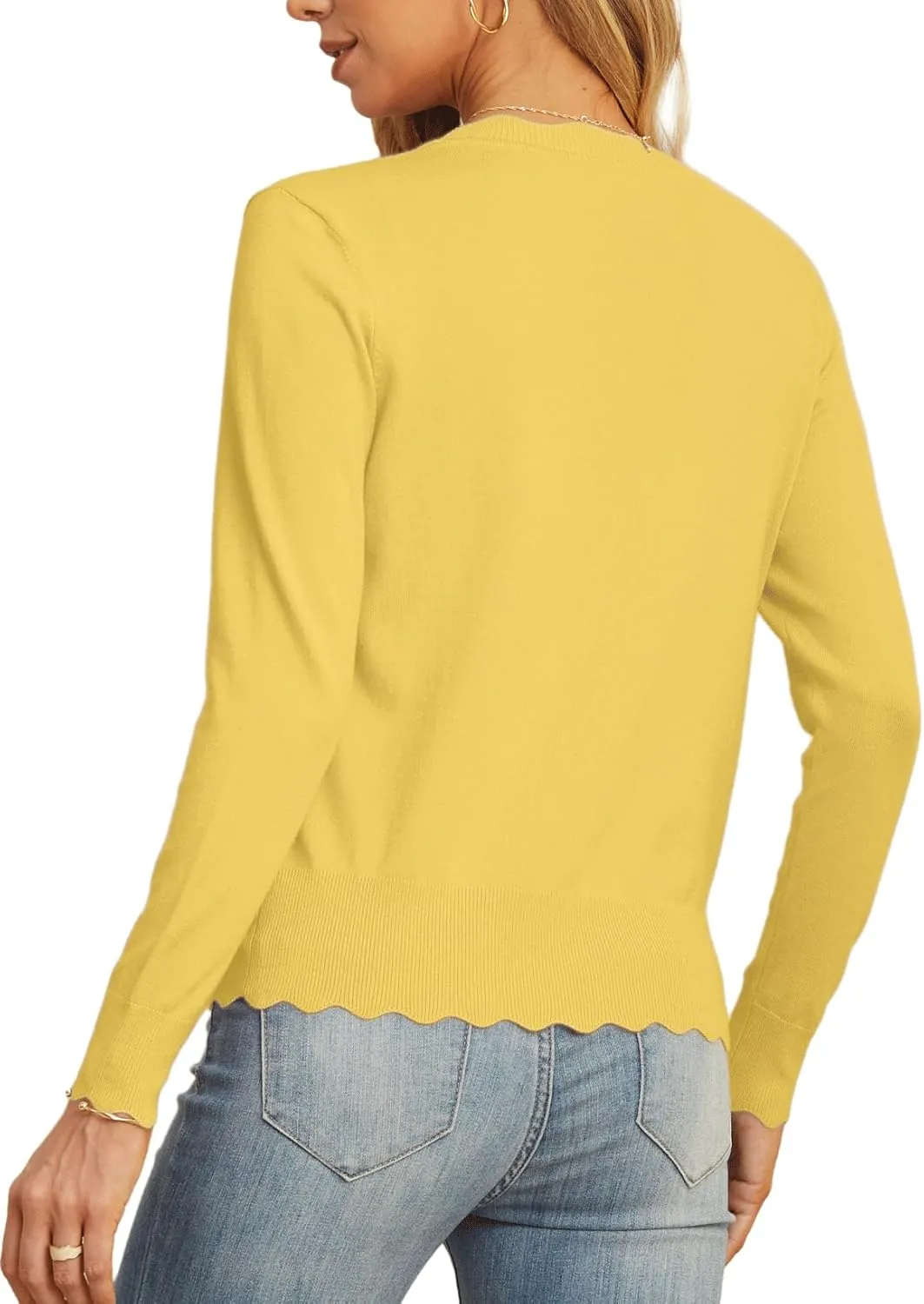 GRECERELLE Women's Long Sleeve V-Neck Button Down Cardigan Knit Shrugs Sweater
